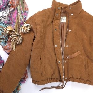 New Ashley Brown Corduroy Jacket Coat Sz L